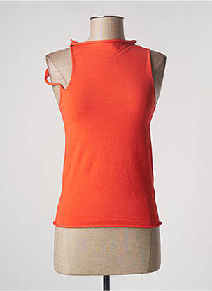 Pull coupe cintrée sans manche orange PIER ANTONIO GASPARI femme