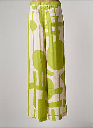 Pantalon large coupe fluide taille haute vert PIER ANTONIO GASPARI femme