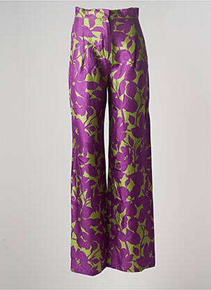 Pantalon large fermeture zippée sous rabat boutonné taille haute violet MAX MARA femme