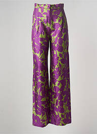 Pantalon large fermeture zippée sous rabat boutonné taille haute violet MAX MARA femme