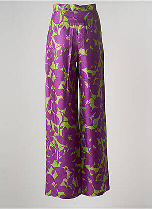 Pantalon large fermeture zippée sous rabat boutonné taille haute violet MAX MARA femme