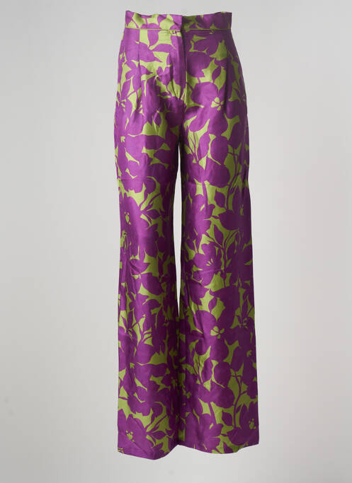 Pantalon large fermeture zippée sous rabat boutonné taille haute violet MAXMARA femme