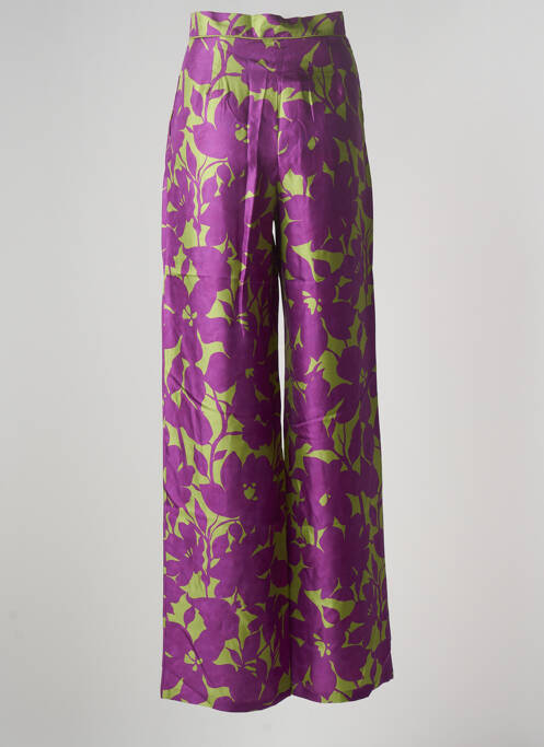 Pantalon large fermeture zippée sous rabat boutonné taille haute violet MAXMARA femme
