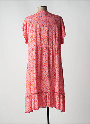 Robe mi-longue imprimé fantaisie manches courtes rose EVA KAYAN femme