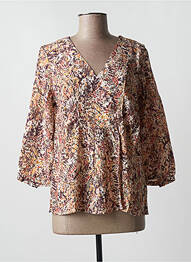 Blouse imprimé fantaisie manches 3/4 marron JULIE GUERLANDE femme