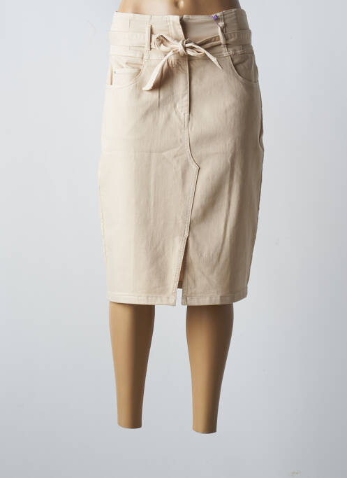 Jupe mi-longue taille haute beige JULIE GUERLANDE femme