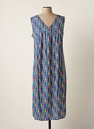 Robe mi-longue sans manche sans manche bleu THALASSA femme