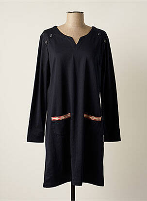 Robe mi-longue manches longues manches longues bleu THALASSA femme