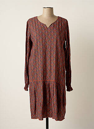 Robe mi-longue manches longues manches longues rose THALASSA femme