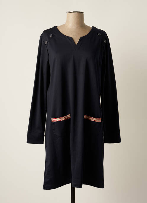 Robe mi-longue manches longues manches longues bleu THALASSA femme