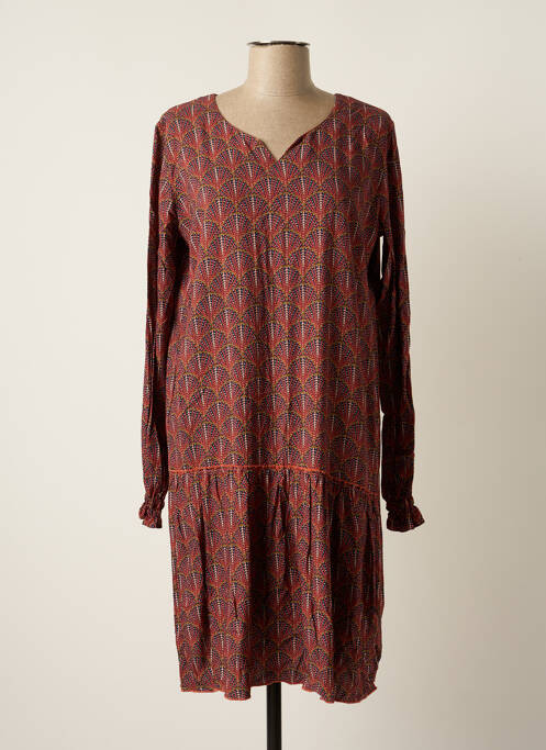 Robe mi-longue coupe fluide manches longues rose THALASSA femme