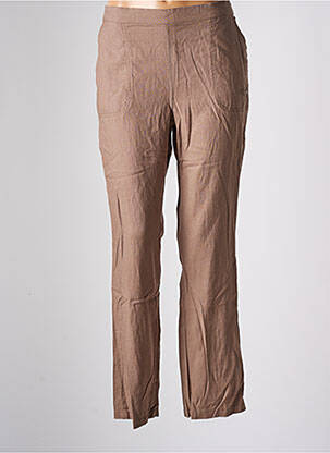 Pantalon droit tissage crêpe taille normale marron THALASSA femme