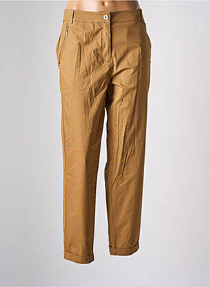 Pantalon droit tissage popeline taille normale marron 7 SEASONS femme