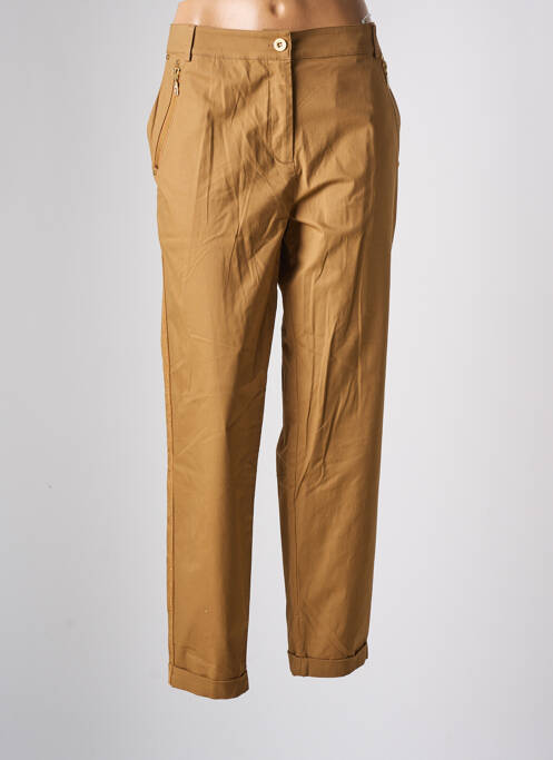 Pantalon droit tissage popeline taille normale marron 7 SEASONS femme