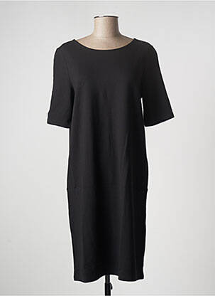 Robe mi-longue fermeture zippée au dos manches courtes noir STREET ONE femme