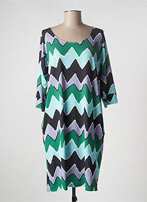 Robe mi-longue manches 3/4 manches 3/4 vert SCORZZO femme