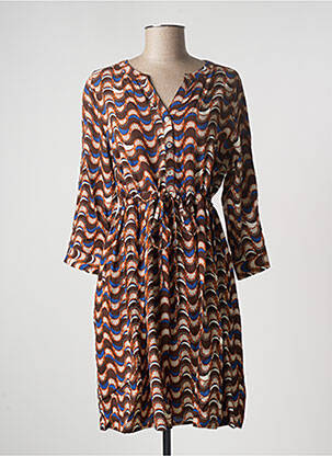 Robe mi-longue manches 3/4 manches 3/4 marron CREAM femme
