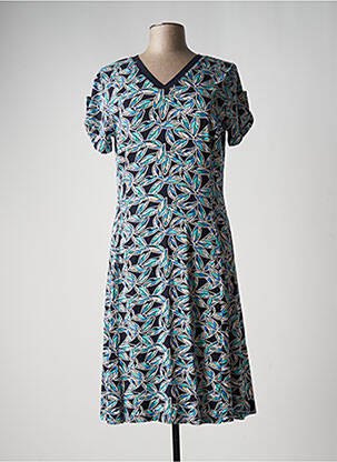 Robe mi-longue imprimé fantaisie manches courtes bleu BRANDTEX femme