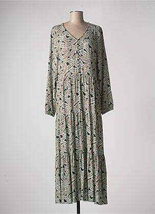 Robe longue manches longues manches longues vert MISE AU GREEN femme