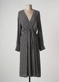 Robe mi-longue imprimé fleurs manches longues noir LE BOUDOIR D'EDOUARD femme