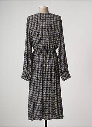 Robe mi-longue imprimé fleurs manches longues noir LE BOUDOIR D'EDOUARD femme