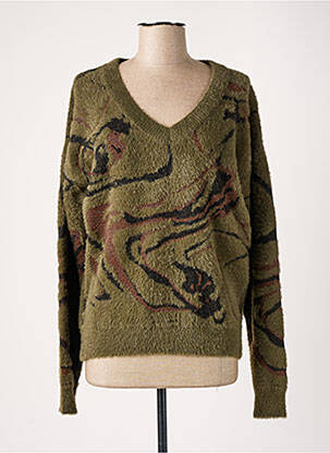 Pull col v manches longues vert EVA KAYAN femme