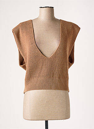 Pull col v manches courtes beige LIU JO femme