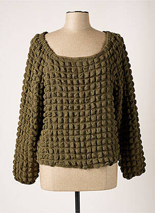 Top stretch manches longues vert CREAM femme