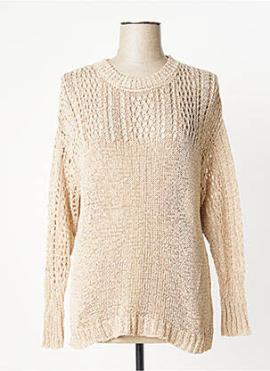 Pull maille ajourée manches longues beige CREAM femme