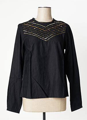 Blouse tissage popeline manches longues noir CREAM femme
