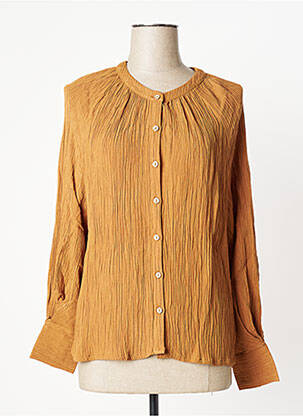 Chemisier coupe cintrée manches longues marron ALMAE femme