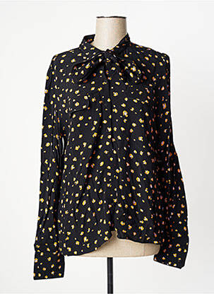 Chemisier tissage crêpe manches longues noir YUKA femme