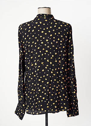Chemisier tissage crêpe manches longues noir YUKA femme