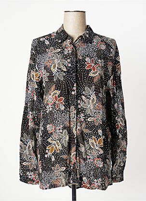 Chemisier imprimé fleurs manches longues noir FRANSA femme
