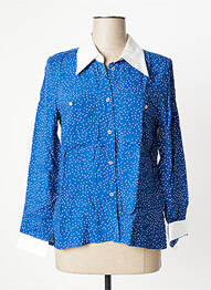 Chemisier coupe cintrée manches longues bleu YUKA femme