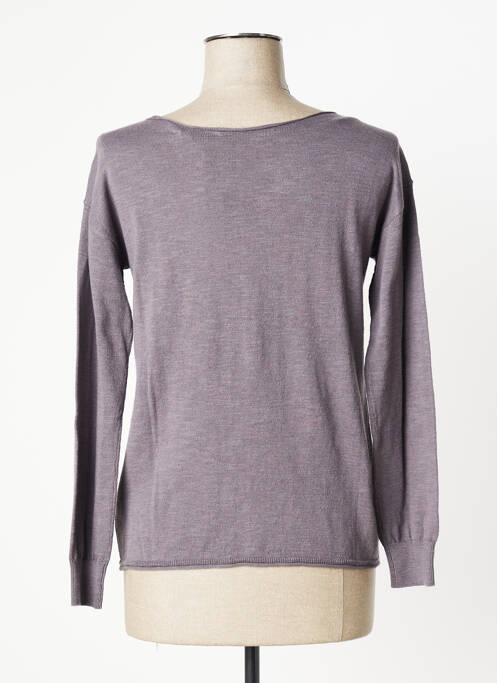 Pull tissage chiné manches longues gris YAYA femme