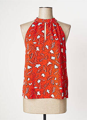Top imprimé fantaisie sans manche rouge ANONYME DESIGNERS femme