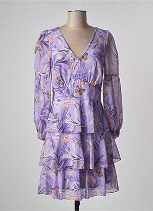 Robe mi-longue imprimé fleurs manches longues violet RINASCIMENTO femme