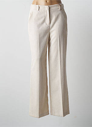 Pantalon large fermeture zippée sous rabat boutonné taille normale beige RINASCIMENTO femme