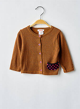 Gilet manches longues coupe droite marron CATIMINI fille