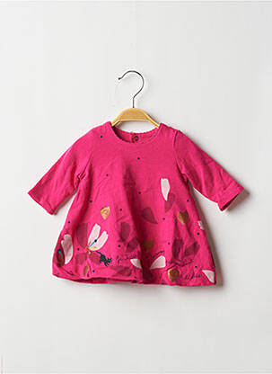 Robe mi-longue fermeture pressionnée manches longues rose CATIMINI fille
