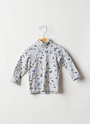Sous-pull stretch manches longues gris 3 POMMES garçon
