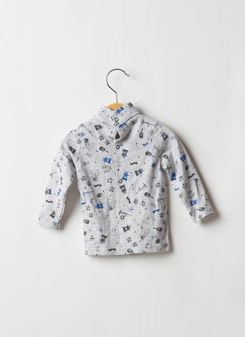 Sous-pull stretch manches longues gris 3 POMMES garcon