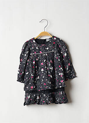 Robe mi-longue fermeture zippée au dos manches longues bleu 3 POMMES fille