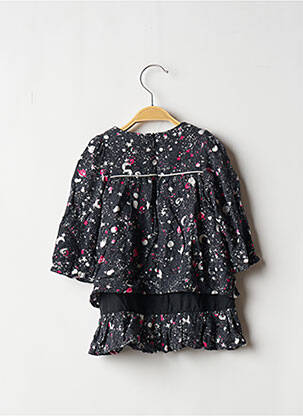 Robe mi-longue fermeture zippée au dos manches longues bleu 3 POMMES fille