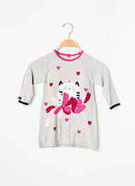Robe mi-longue fermeture pressionnée manches longues gris CATIMINI fille