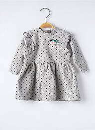 Robe mi-longue fermeture zippée au dos manches longues gris CATIMINI fille