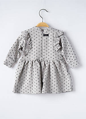 Robe mi-longue fermeture zippée au dos manches longues gris CATIMINI fille