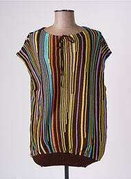 Pull finition bords-côtes sans manche marron FLORESSE femme