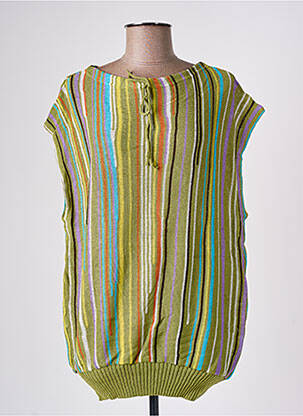 Pull resserrée sur le bas sans manche vert FLORESSE femme